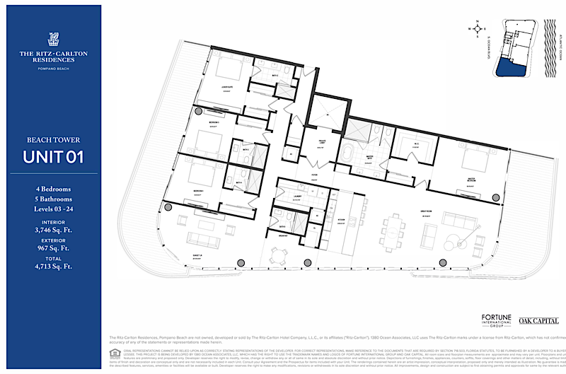 Ritz Carlton Residences Pompano Beach - Beach Tower Floorplan