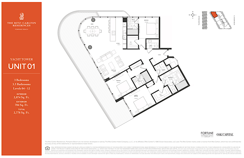 Ritz Carlton Residences Pompano Beach Yacht Tower Floorplan